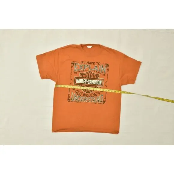 Harley-Davidson Paris Texas T-Shirt Men's Regular Size Large Orange Cotton - Picture 3 of 8